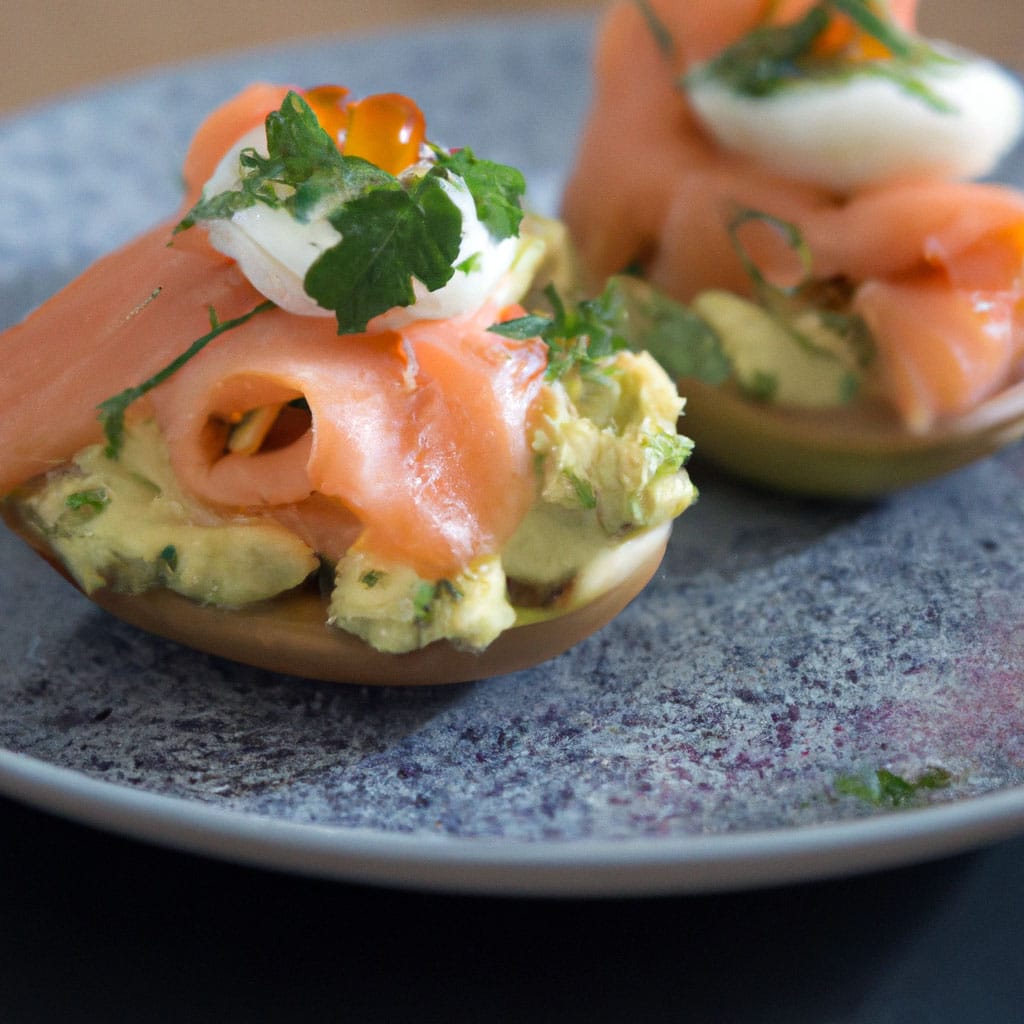 Home 4 Smoked Salmon and Avocado Eggs Royale