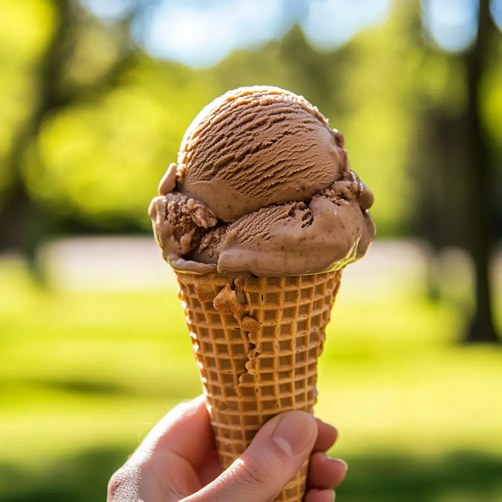 chocolate cottage cheese ice cream cone